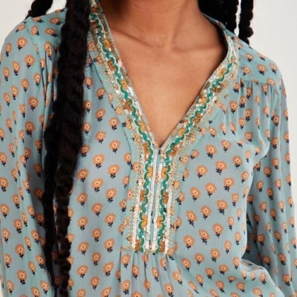 NWT Monsoon Emery Embellished Top in Sustainable Viscose - Long Sleeves​​​